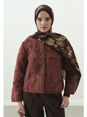 Fresh Sweet Vanılla Desenli Pamuk Viskon Şal Koyu Bordo