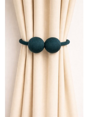 Cortibo Mıknatıslı Kordon Sarım Tül ve Fon Perde Toplama Tokası - Petrol