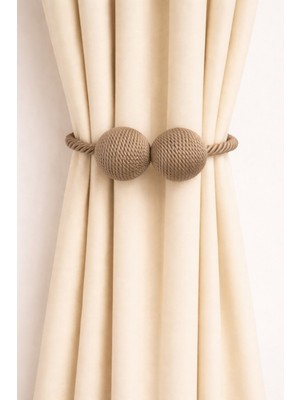 Cortibo Mıknatıslı Kordon Sarım Tül ve Fon Perde Toplama Tokası - Vizon