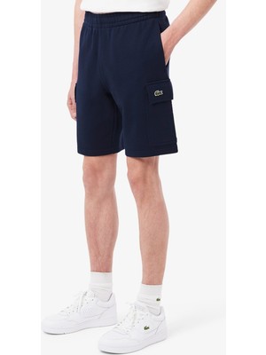 Lacoste Mens Reguler Fit Cotton Fleece Cargo Shorts Erkek Kargo Cepli Pamuk Şort Lacivert