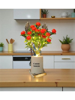 Hediye Fikri Kişiye Özel Evine Akdeniz Güneşi Doğsun Işıklı Portakal Ağacı Dekoratif Lamba 28 cm x 7,5 cm