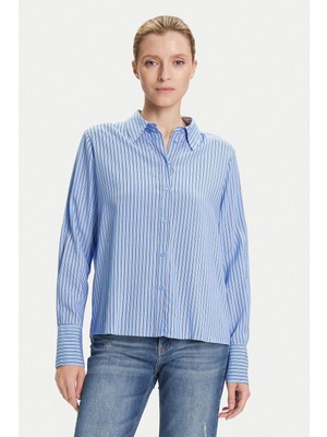 Only Onlberit Regular Fit Çizgili Klasik Yaka Uzun Kollu Gömlek Bayan Gömlek 15320243