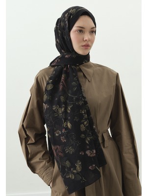 Fresh Gısele Desenli Pamuk Viskon Şal Siyah