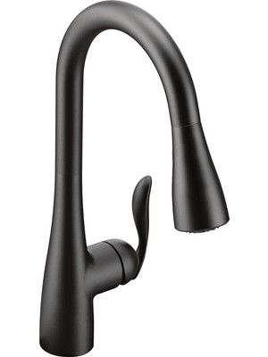 Moen 7594BL Çardak Tek Saplı Açılır Mutfak Musluğu, Güç Artışı ve Refleks, Mat Siyah, 0,375