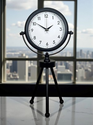 Mey İthalat Mey Ithalat® Prime Black Zarif Üç Ayaklı Metal Masa Saati