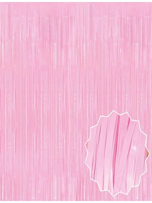 Shopwave Soft Pembe Püsküllü Kapı Perdesi - Parti, Baby Shower, Cinsiyet Partisi 1x2 M (5047)