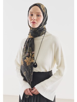 Fresh Fall Breeze Desenli Pamuk Viskon Şal Kahve