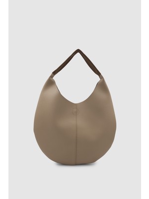 Wuclo Midea Makyaj Çantalı Çift Taraflı Deri ve Süet Omuz Çantası Vizon