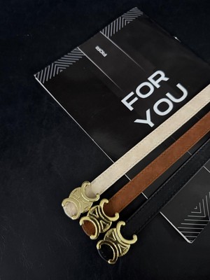 Fiori 2 cm Yazılı Tokalı Kadın Pantolon Kemeri, Ceket Kemeri, Elbise Kemeri, Gömlek Kemeri