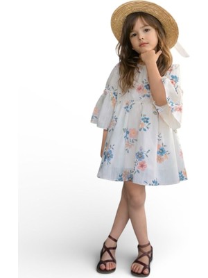 Butik Kız Çocuk Çiçek Desenli Fiyonklu Elbise