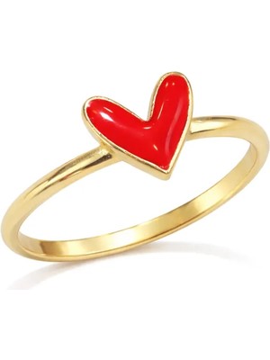 Zeya Kuyumculuk 14 Ayar Altın V Form Kalp Yüzük