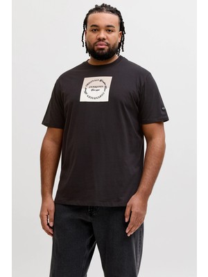 Jack & Jones Plus Büyük Beden Baskılı Regular Fit Bisiklet Yaka T Shirt Erkek T Shirt 12298472