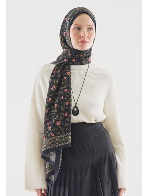 Fresh Siyah Leana Desenli Pamuk Viskon Şal