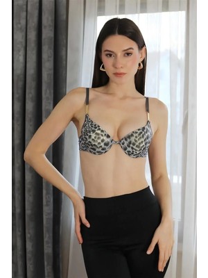 Beruflic Kadın Destekli Balenli Desenli Sütyen Gri