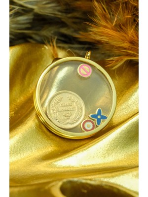 Cam Çerçeveli Çeyrek Kolye Ucu 22 Ayar A071458