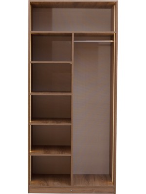 EOS Mobilya Sensörlü Led’li Alüminyum Çerçeve Reflekte Cam Kapaklı Gardırop – 5 Raf 1 Askı - 902