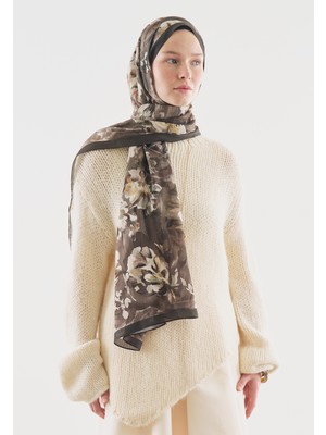 Fresh Jane Desenli Pamuk Viskon Şal Antrasit