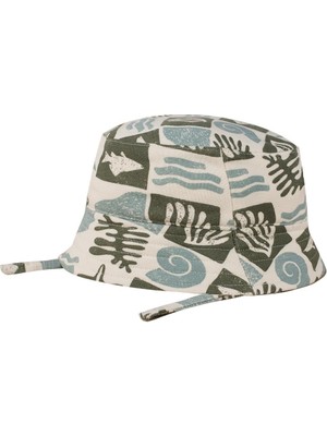 Antebies Organik Gots Sertifikalı Yeşil Okyanus Desenli Detaylı Erkek Bebek Yaz Şapkası