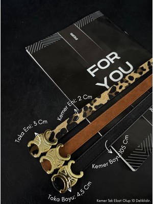 Fiori 2 cm Yazılı Tokalı Kadın Pantolon Kemeri, Ceket Kemeri, Elbise Kemeri, Gömlek Kemeri