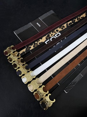 Fiori 2 cm Yazılı Tokalı Kadın Pantolon Kemeri, Ceket Kemeri, Elbise Kemeri, Gömlek Kemeri