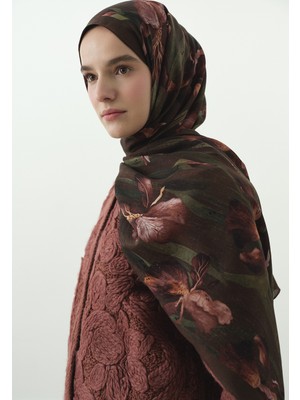 Fresh Zelında Desenli Pamuk Viskon Şal Acı Kahve