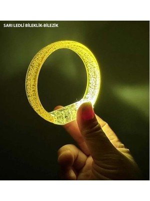 DS LLC Ieg™ Sarı LED Işıklı Baskı Yapılabilen Pilli Bileklik Bilezik 1,5 cm Genişlik Dsllcrs-Etıeg