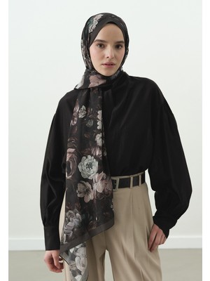 Fresh Rosıne Desenli Pamuk Viskon Şal Antrasit