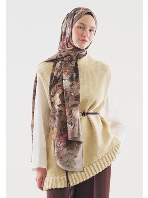 Fresh Rosıne Desenli Pamuk Viskon Şal Vizon