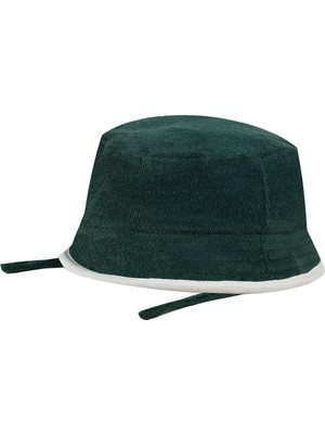 Antebies Organik Gots Sertifikalı Beyaz Kontrast Detaylı Ayarlanabilir Bağlcıklı Erkek Bebek Yaz Şapkası