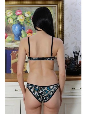 Beruflic Kadın Destekli Desenli Sütyen Takım Yeşil