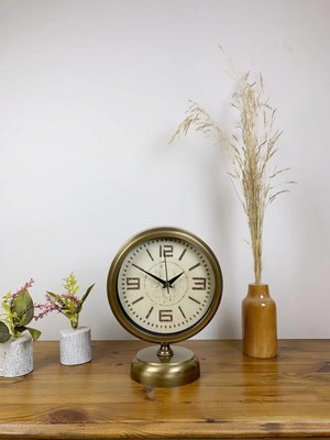 Mey İthalat Mey Ithalat® Eskitme Metal Vintage Masa Saati 25×20 cm