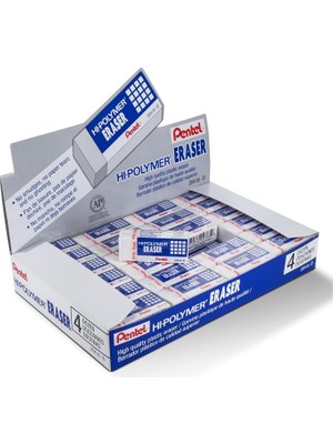 Pentel Hi-Polimer Blok Silgi, Küçük, 48 Silgi Kutusu (Zeh-05), Beyaz