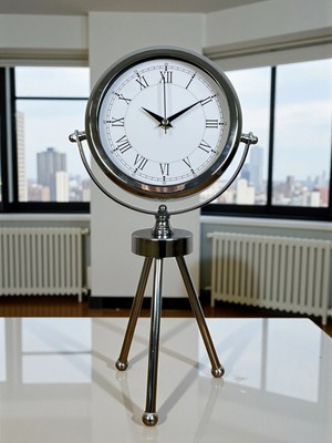 Mey İthalat Mey Ithalat®  Heritage Üç Ayaklı Krom Metal Masa Saati