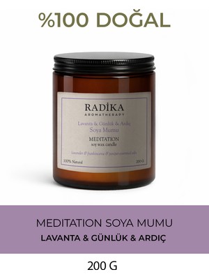 Radika Aromatherapy Doğal Soya Mumu | Meditation | Dinginlik ve Meditasyon Kokusu