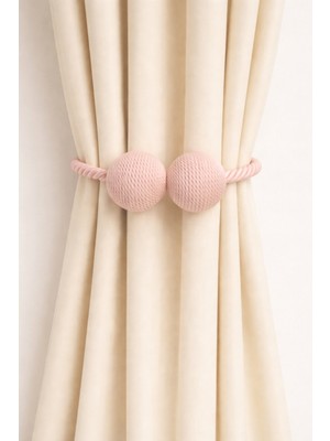 Cortibo Mıknatıslı Kordon Sarım Tül ve Fon Perde Toplama Tokası - Pudra