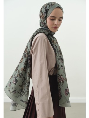 Fresh Gısele Desenli Pamuk Viskon Şal Deniz Köpüğü