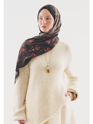 Fresh Evelyne Desenli Pamuk Viskon Şal Siyah