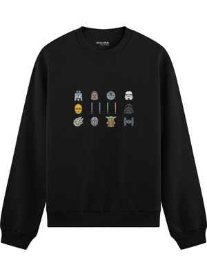 The Lucid Lab Star Wars Icons  Oversize Sweatshirt - Siyah