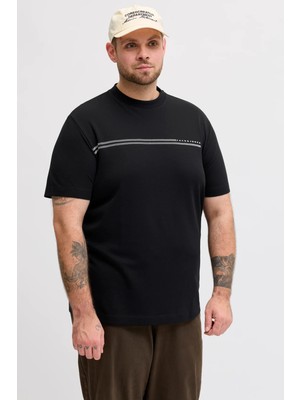 Jack & Jones Plus Büyük Beden Pamuklu Regular Fit Bisiklet Yaka T Shirt Erkek T Shirt 12297257