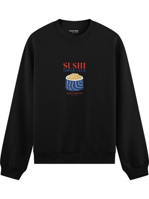 The Lucid Lab Sushi Lover Club Oversize Sweatshirt - Siyah
