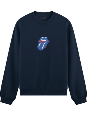 The Lucid Lab The Rolling Stones Blue Oversize Sweatshirt - Lacivert