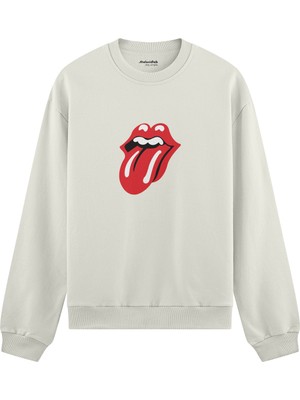 The Lucid Lab The Rolling Stones Oversize Sweatshirt - Beyaz