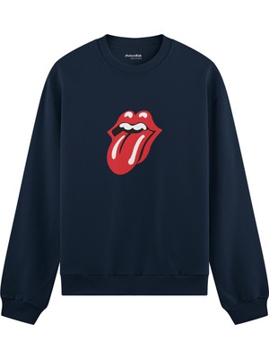 The Lucid Lab The Rolling Stones Oversize Sweatshirt - Lacivert