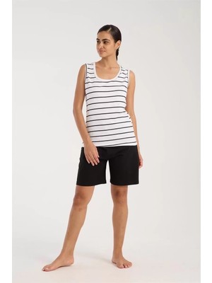 Beruflic Kadın Kalın Askılı Beyaz Şortlu Pijama Takımı