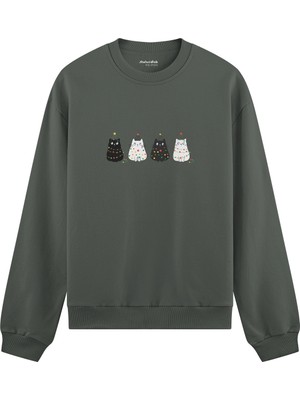 The Lucid Lab Twinkle Puffy Cats Oversize Sweatshirt - Antrasit