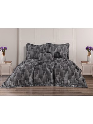 Calantha Home Collection Berru Geometrik 4 Parça Gri Pike Takımı  240 x 260 cm