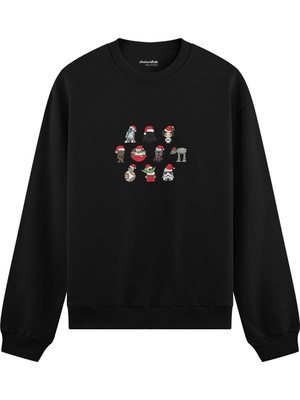 The Lucid Lab Star Wars Christmas Icons Oversize Sweatshirt - Siyah