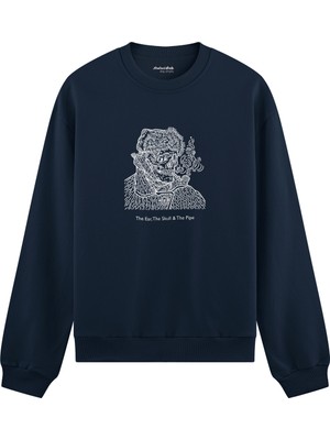 The Lucid Lab The Ear, The Skull & The Pipe Oversize Sweatshirt - Lacivert