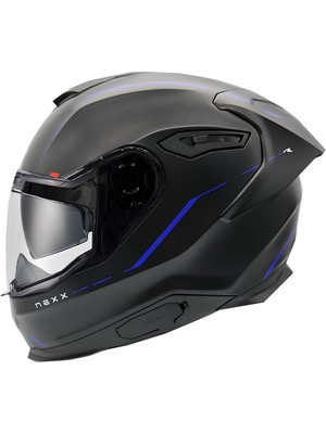 Nexx Y.100R React Mat Siyah-Mavi Kask