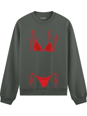The Lucid Lab Red Bikini Oversize Sweatshirt - Antrasit